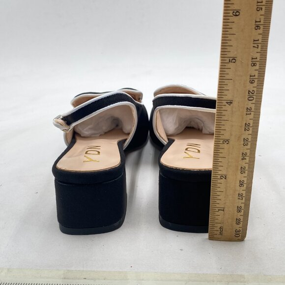 YDN Black Suede Square Toe Block Low Heels Slingback Formal Loafer Dressy Pump - Picture 5 of 8